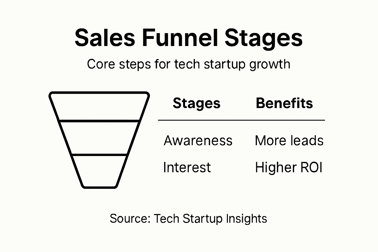 Infographic showing core sales funnel stages