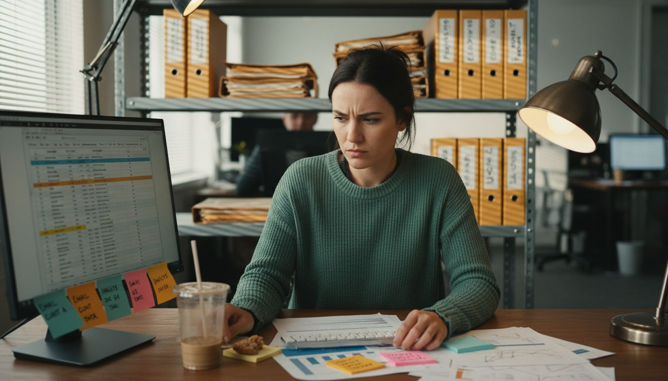 Marketer analyzing segmented customer spreadsheet