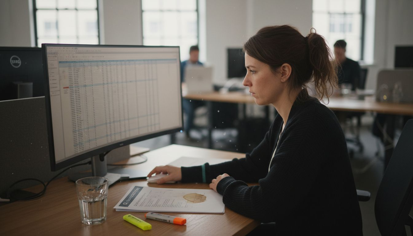 Analyst reviewing demand forecast on screen