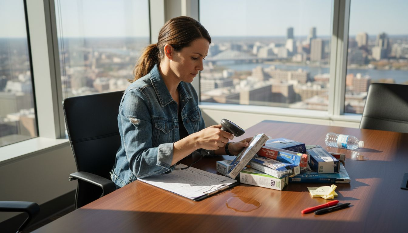 Compliance expert reviewing product labeling