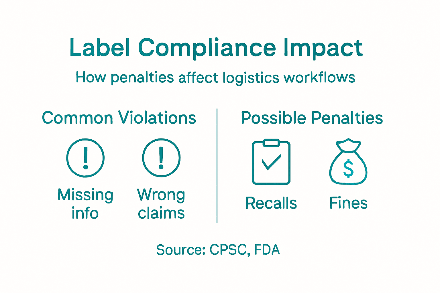 Infographic detailing labeling compliance penalties