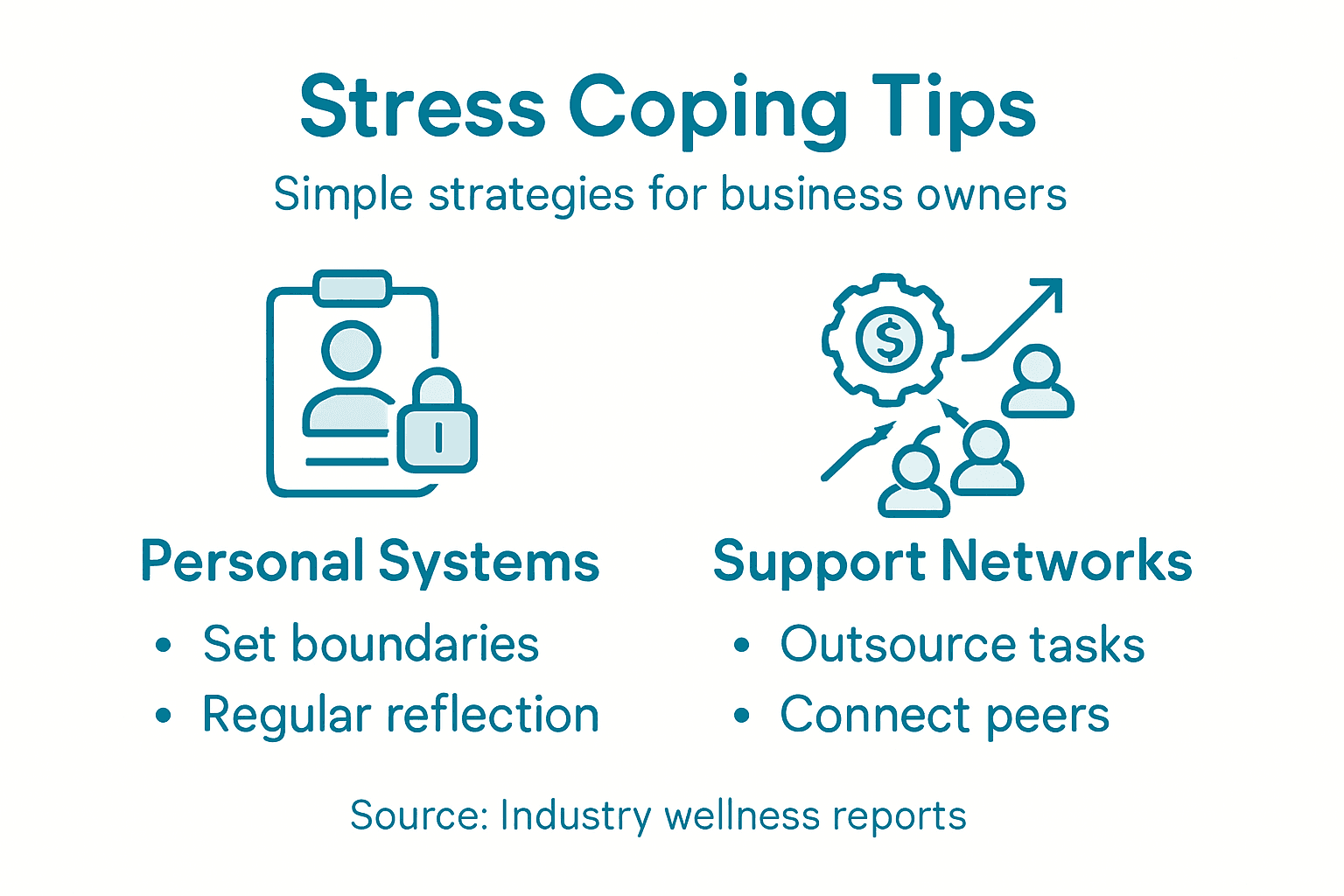Infographic with stress coping tips for entrepreneurs