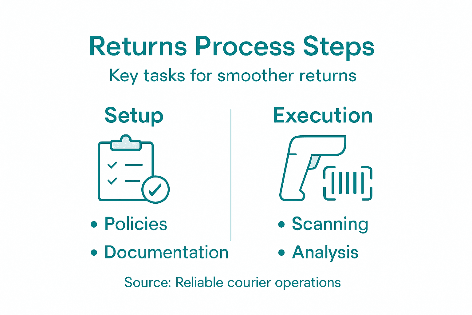 Infographic with courier returns steps and categories