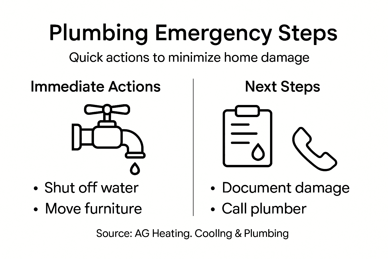 Infographic of critical emergency plumbing steps