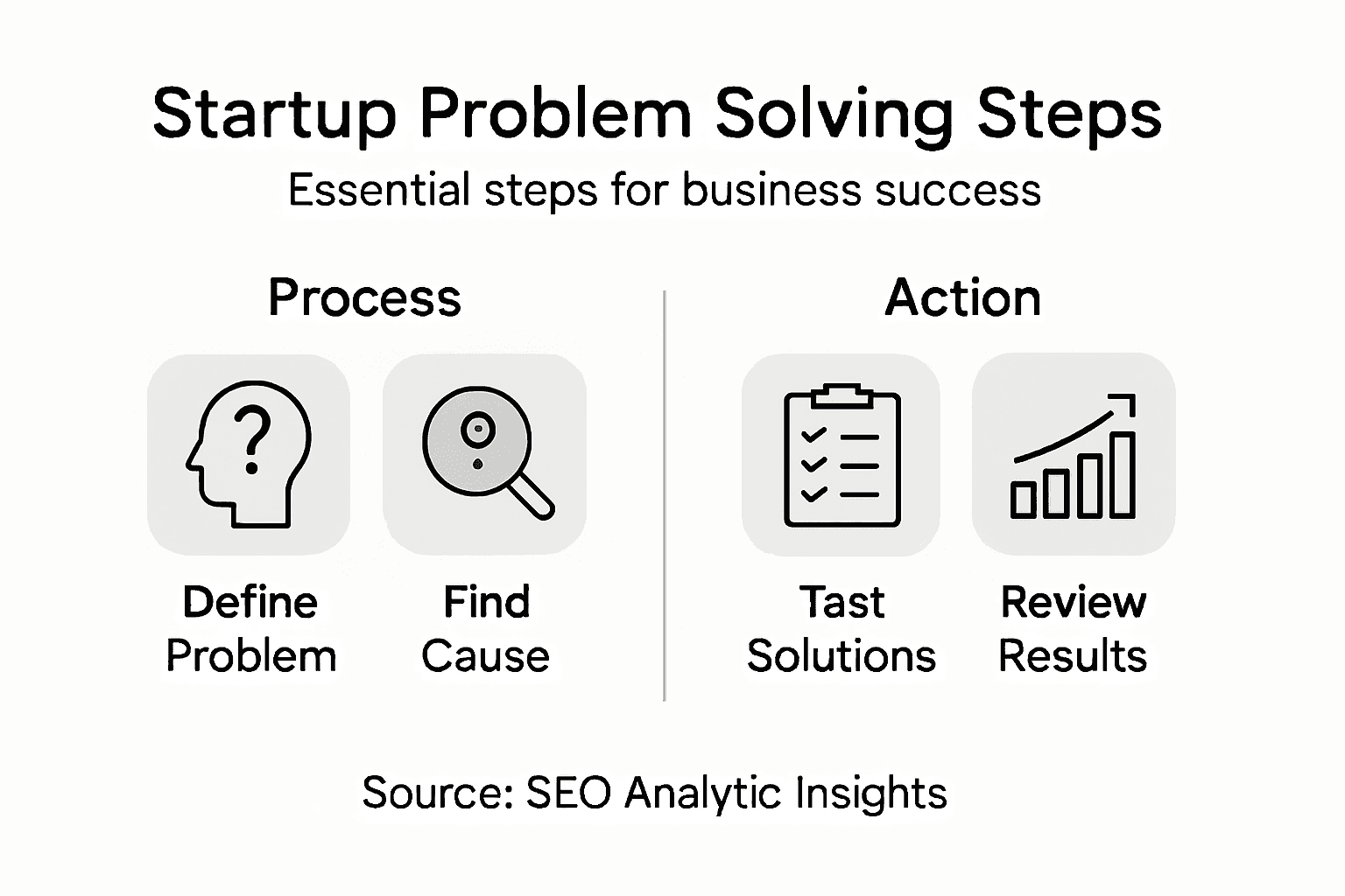 Infographic overview of startup problem solving steps