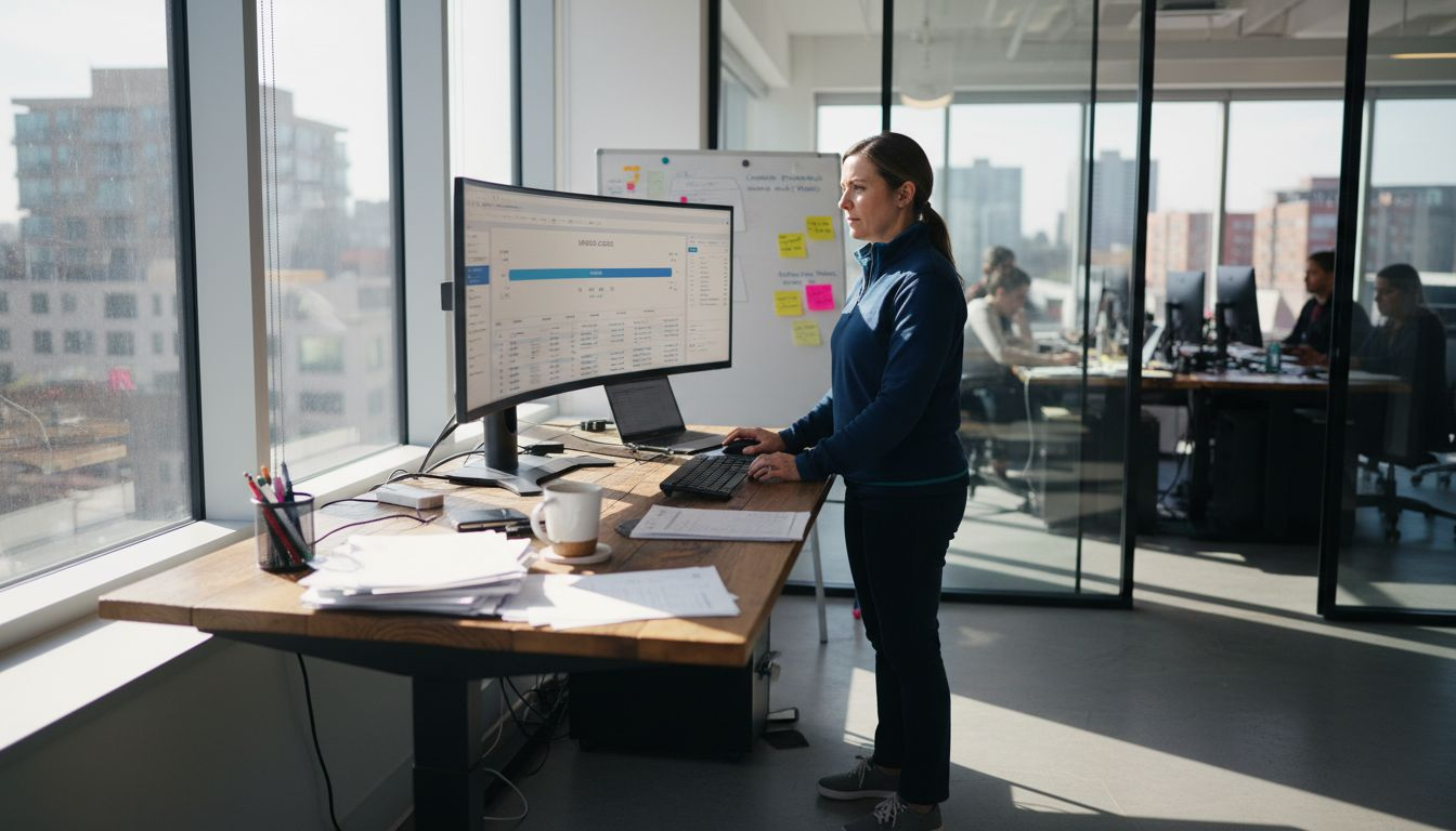 Freight specialist using shipment tracking dashboard