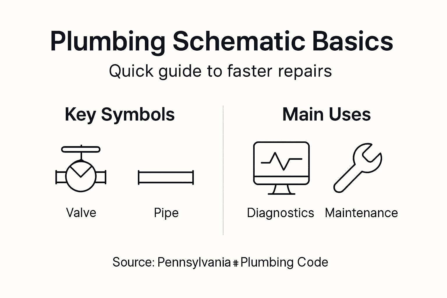 Infographic showing plumbing schematic basics