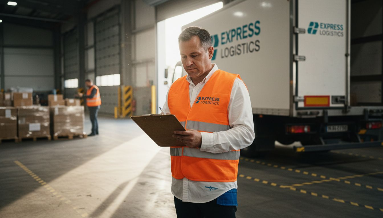 Supervisor checking courier delivery shipments