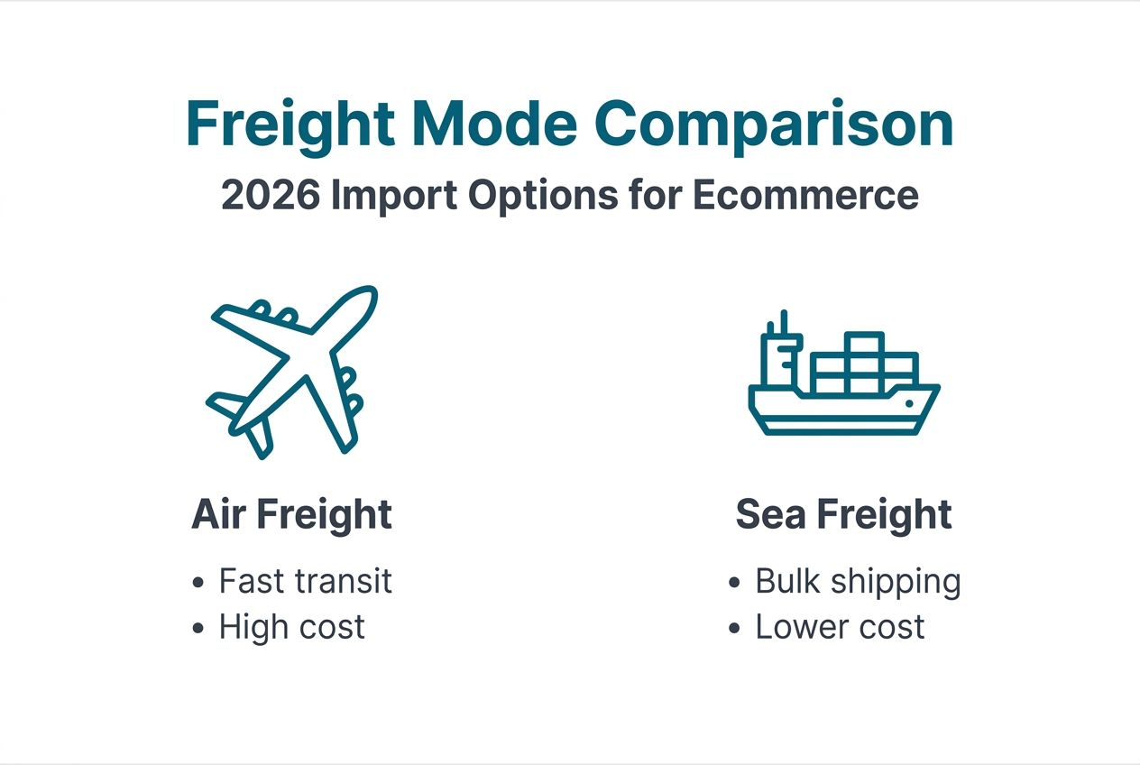 Infographic comparing import freight modes