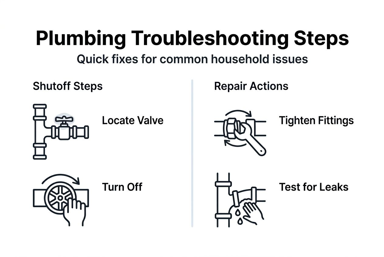 Infographic outlining basic plumbing troubleshooting steps