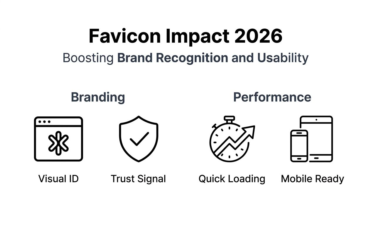 Infographic shows branding and performance favicon benefits