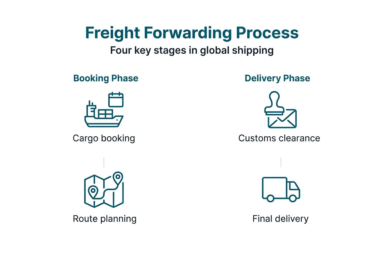 Infographic showing global freight forwarding stages