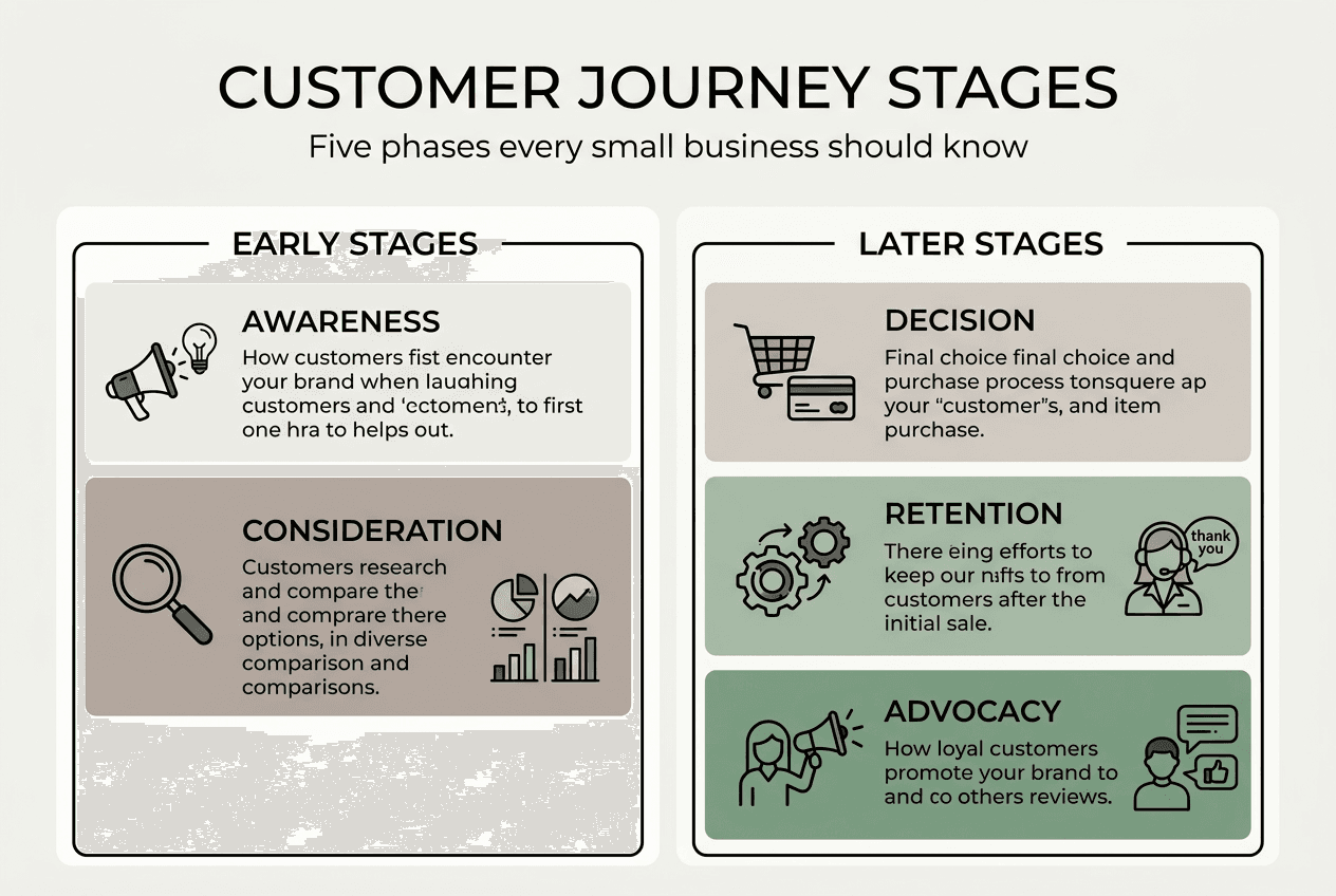 Infographic of five customer journey stages