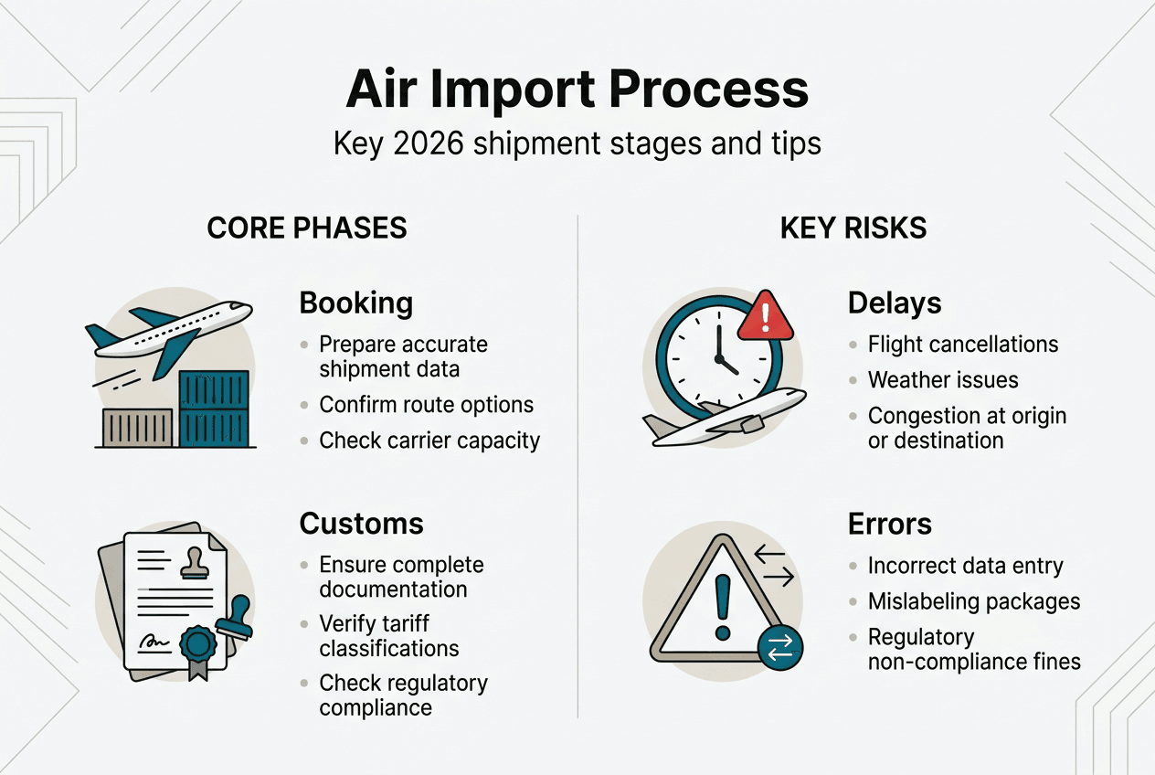 Infographic outlining core air import stages and risks