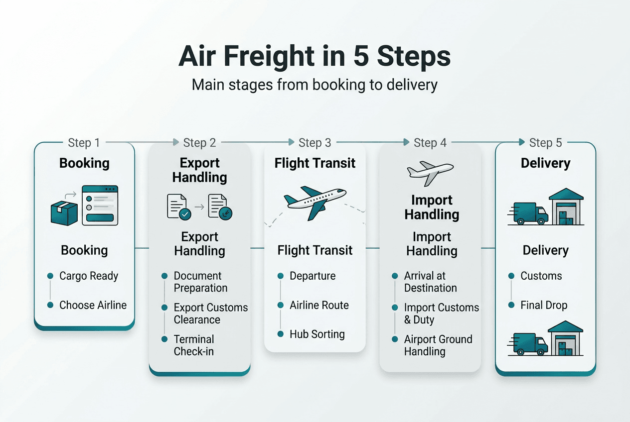 Infographic of air freight process steps