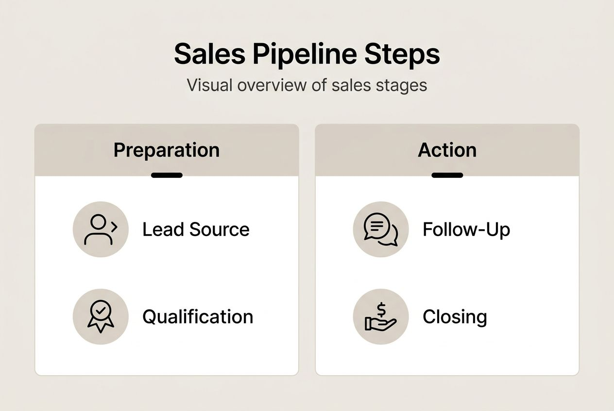 Infographic overview of sales pipeline steps
