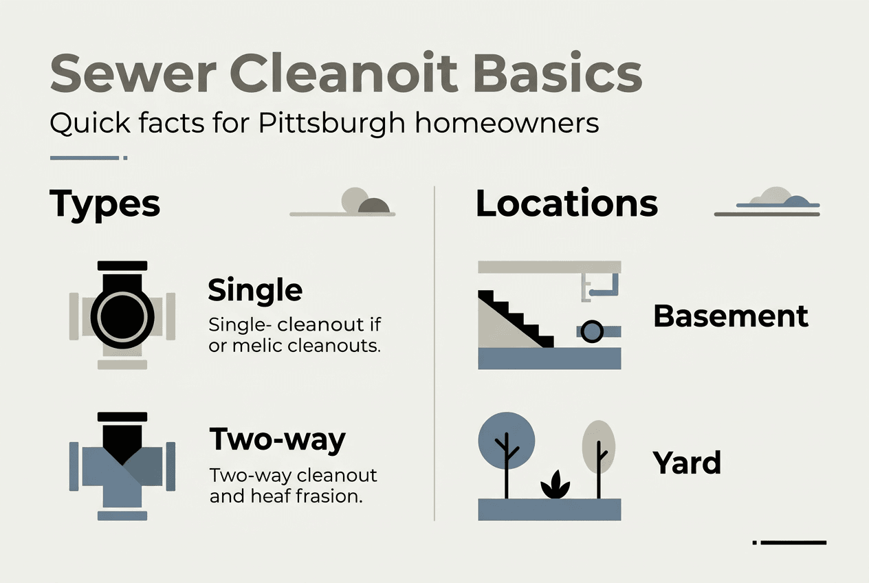 Infographic shows types and locations of sewer cleanouts