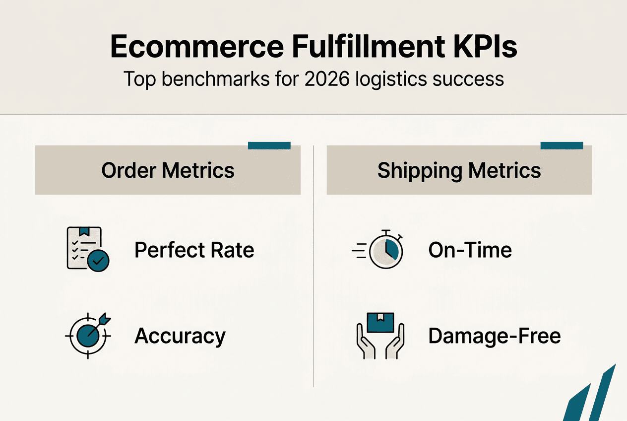 Infographic showing ecommerce logistics KPI benchmarks