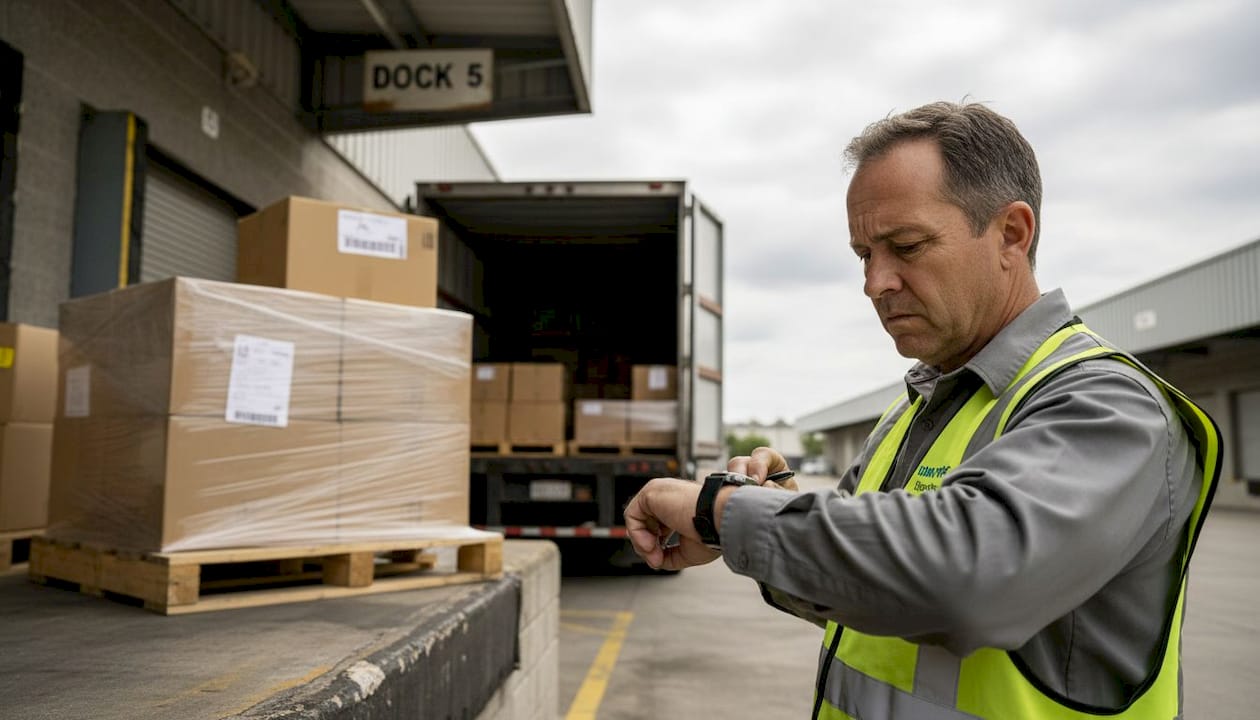 Warehouse supervisor waiting at loading dock