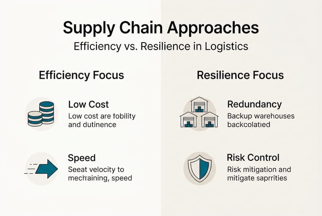 Infographic comparing efficiency and resilience in logistics
