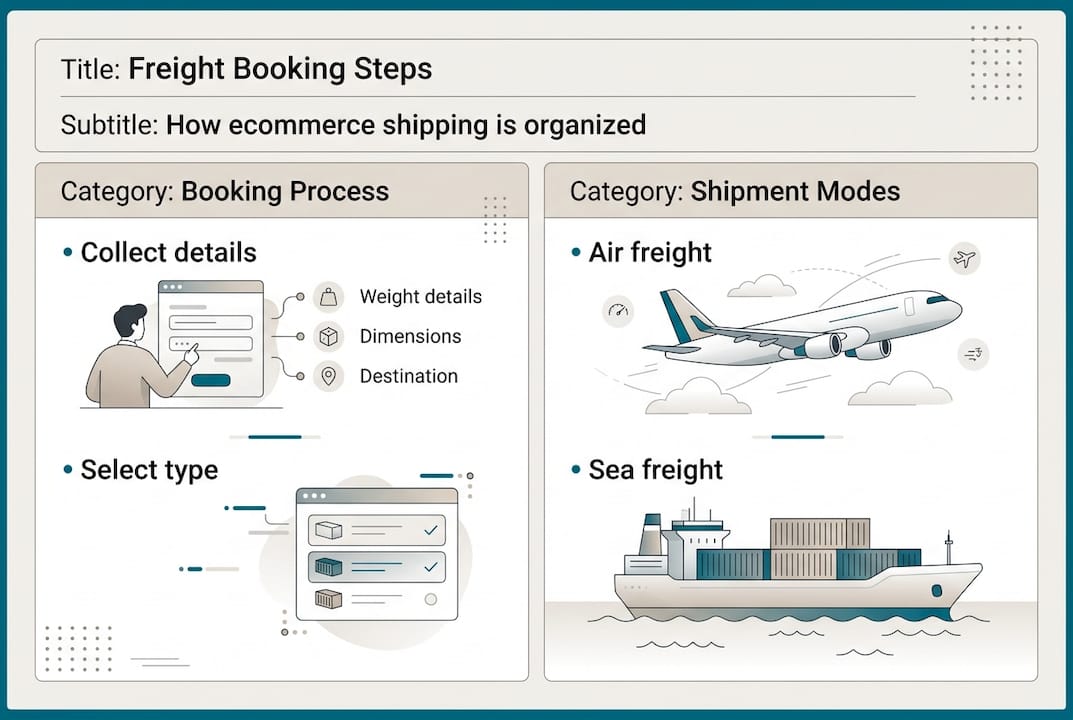Infographic summarizing freight booking steps