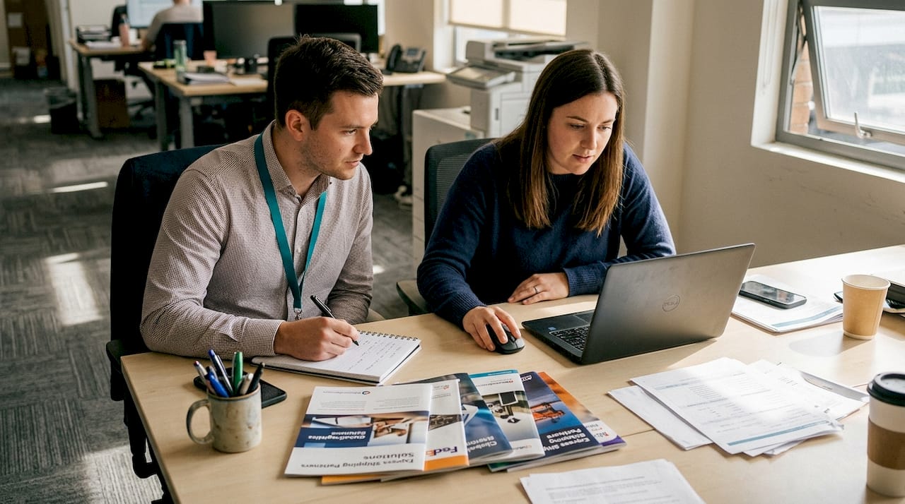 Ecommerce team reviewing transport management system
