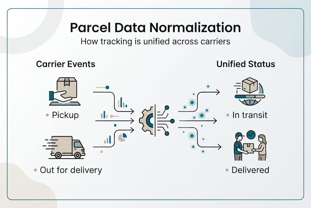 Infographic on parcel data normalization steps