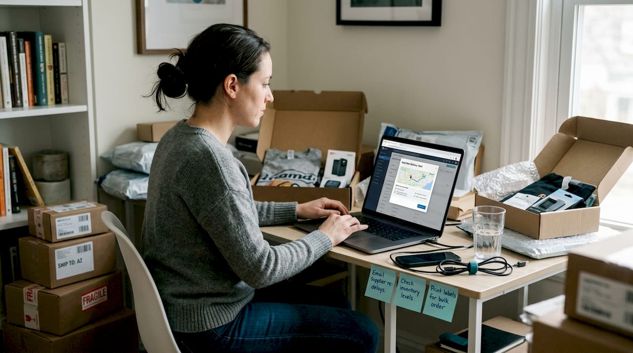 Ecommerce manager receives tracking system notification