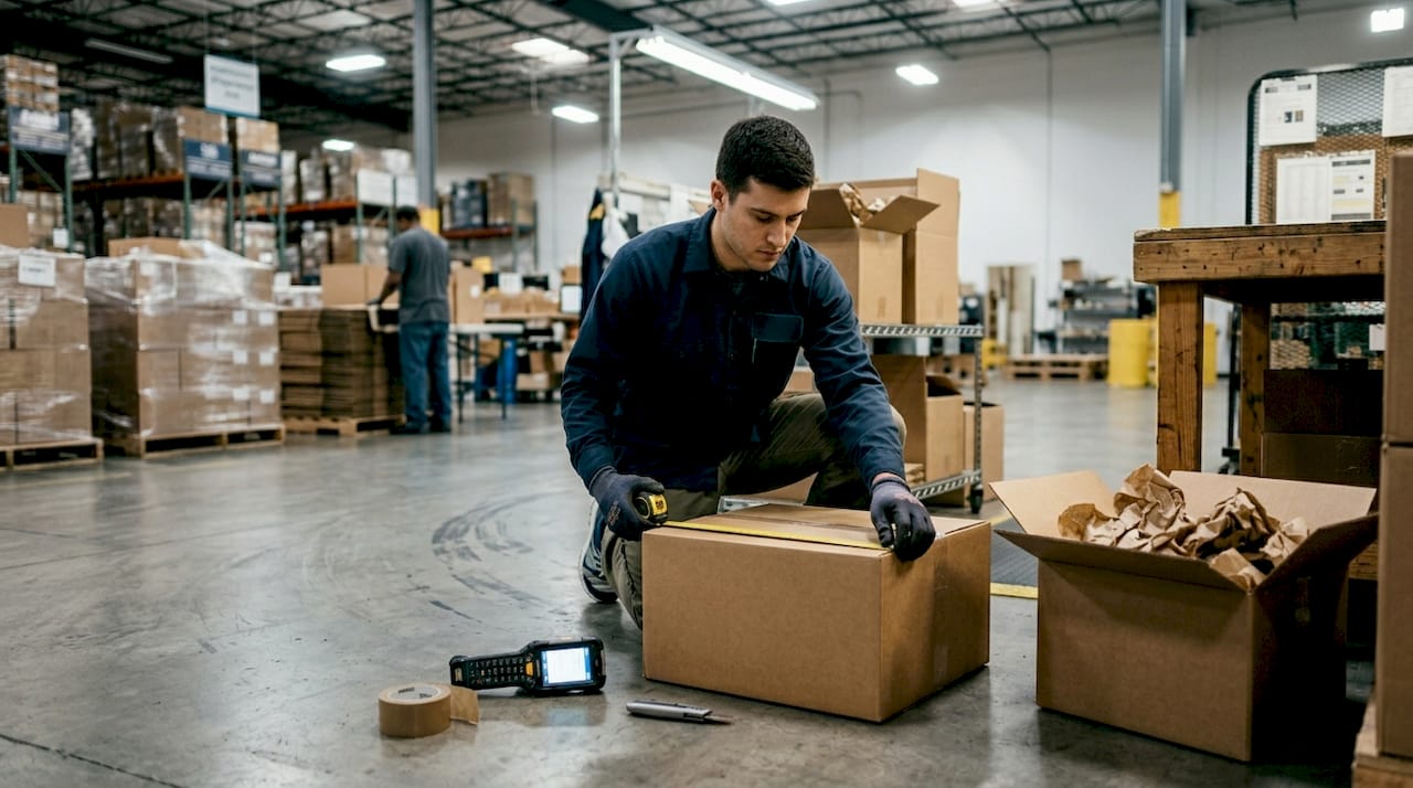 Worker measuring box for shipping class
