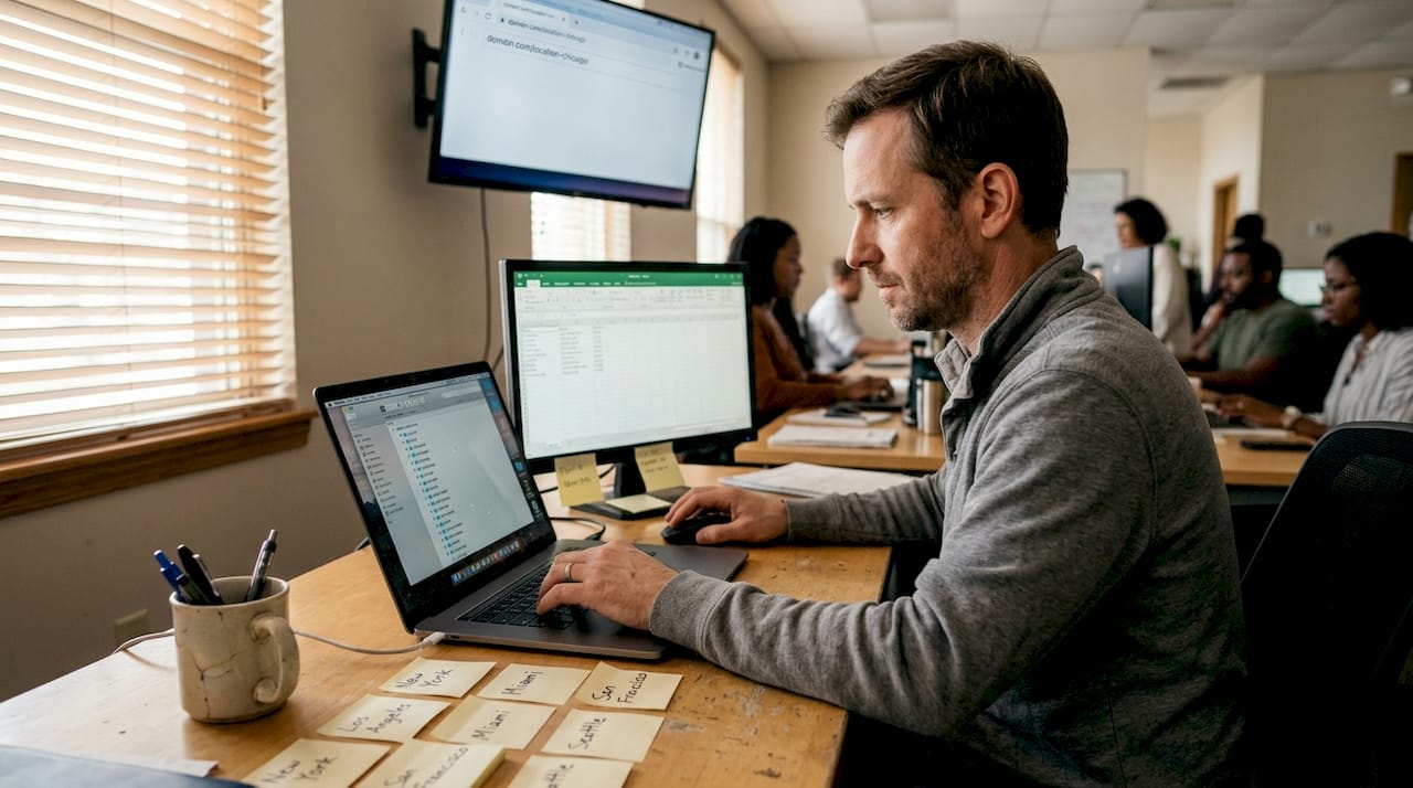 Web manager organizing location folders