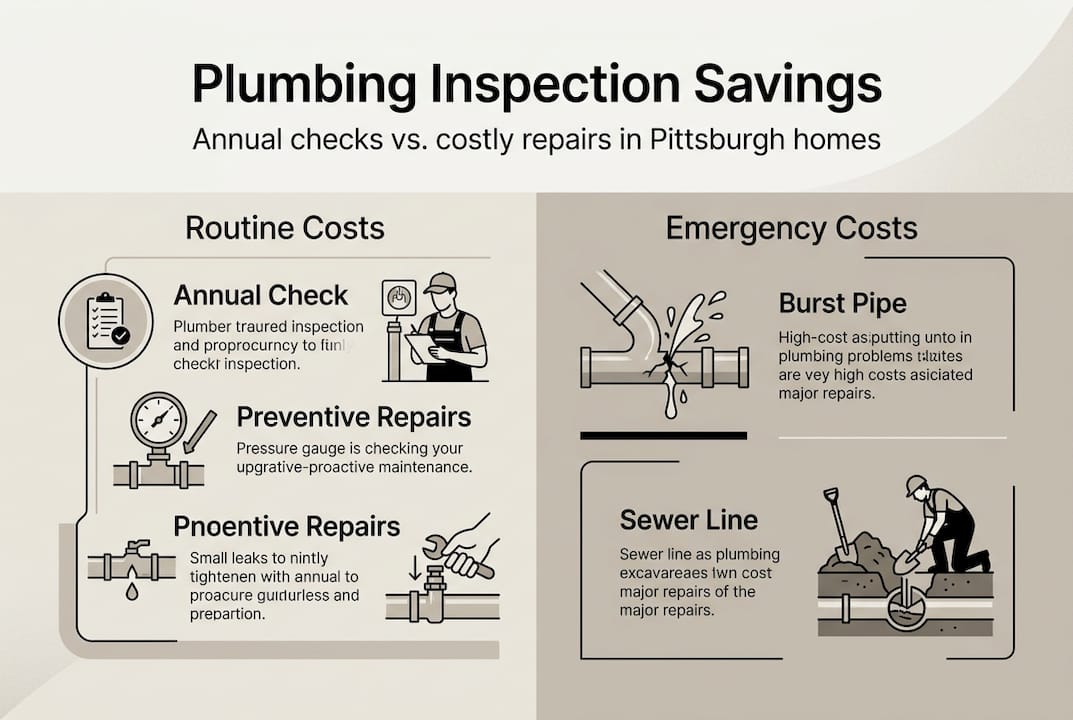 Infographic with plumbing cost routine vs emergency