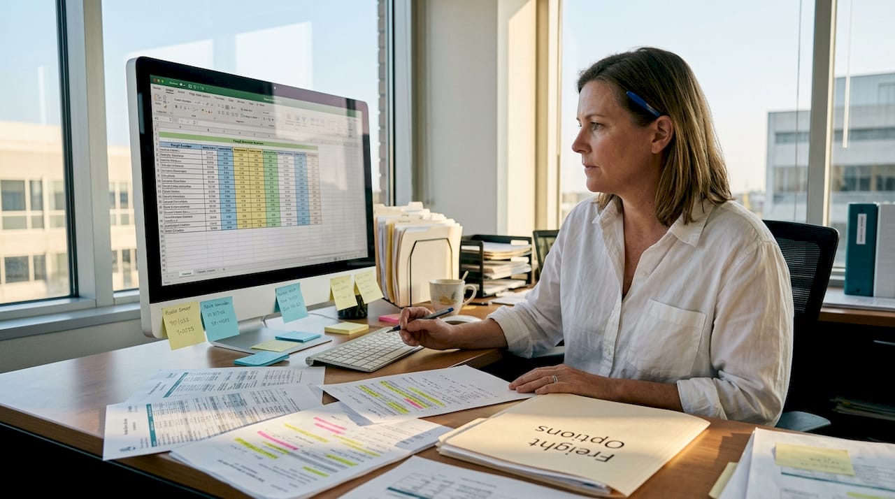 Manager comparing freight service providers