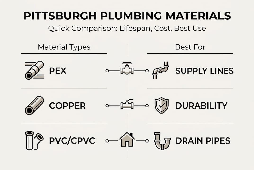 Infographic comparing plumbing materials side by side