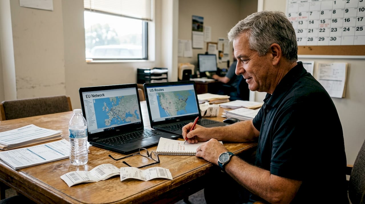 Coordinator comparing EU and US logistics