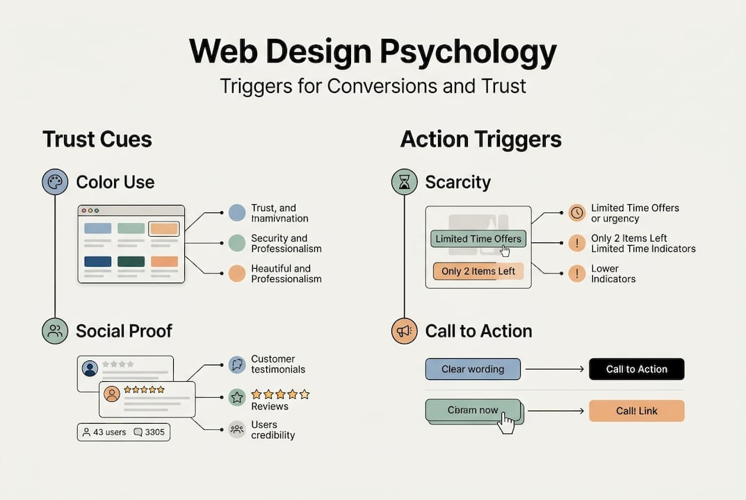 Infographic of web design psychology triggers