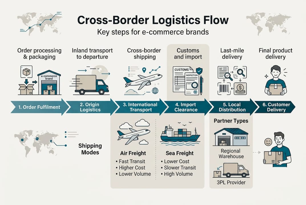 Infographic showing logistics steps and partners
