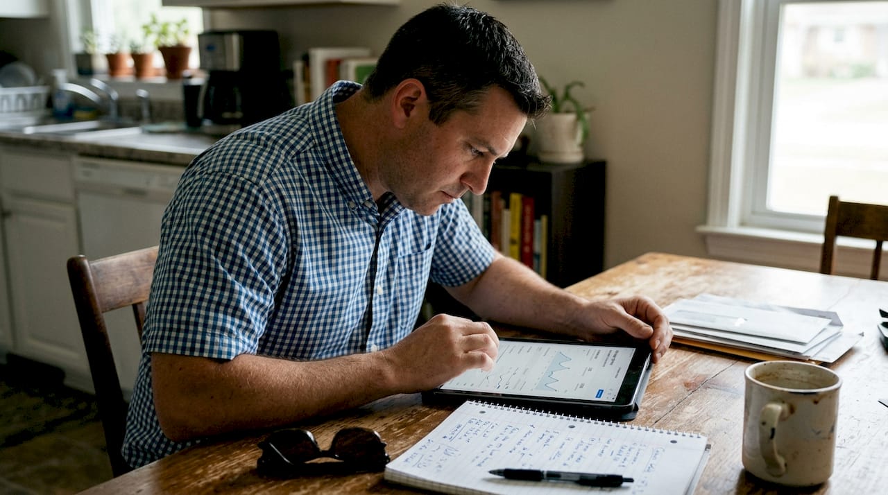 Small business owner checking online ad data