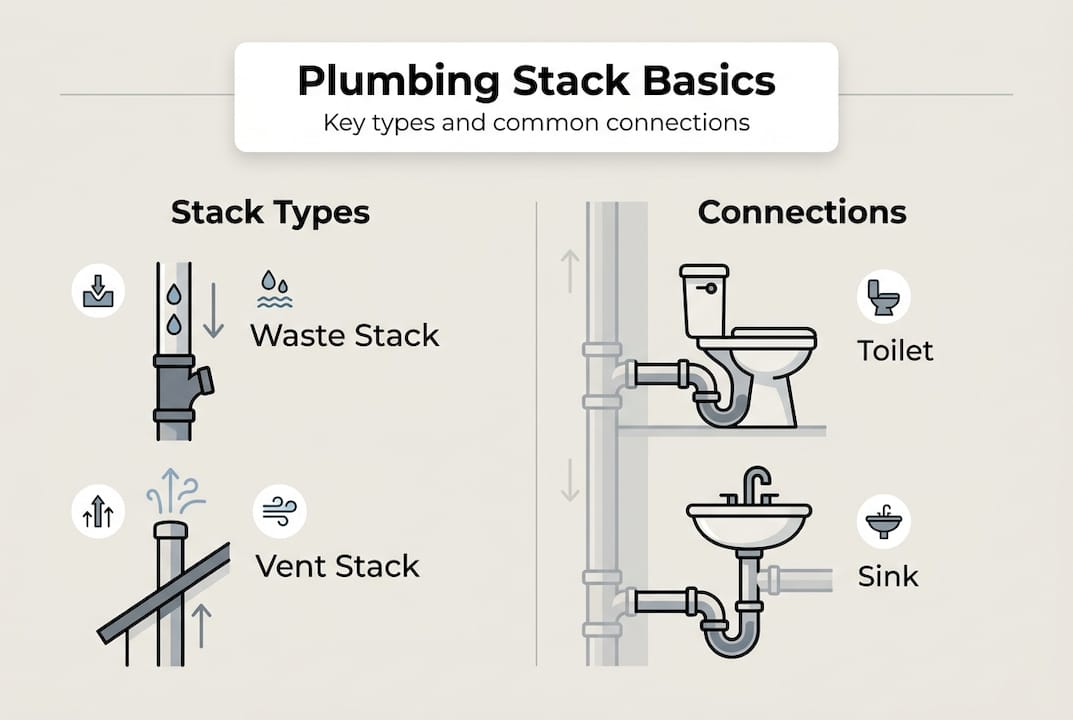 Infographic on plumbing stack types and uses
