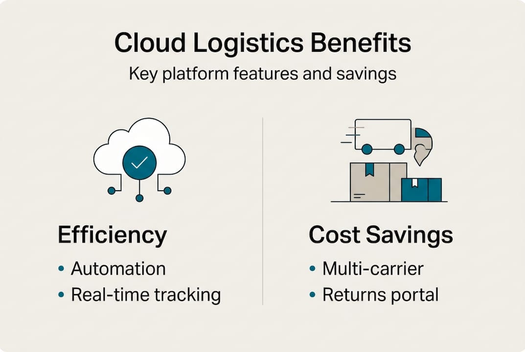 Infographic showing cloud logistics features and cost