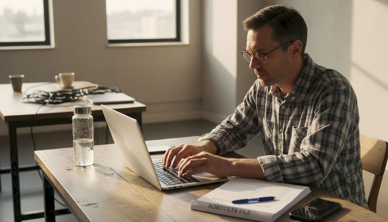 IT specialist editing robots.txt and sitemap settings