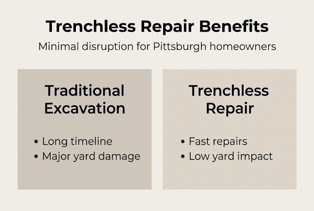 Infographic outlining trenchless repair benefits