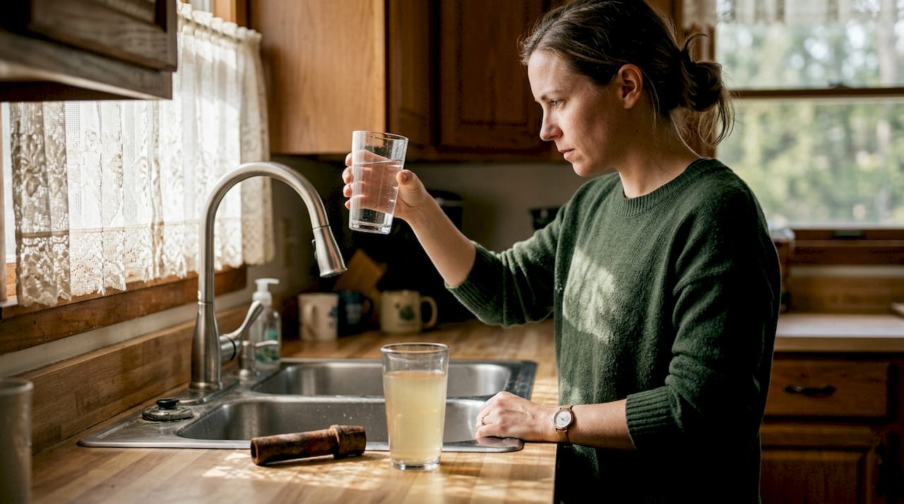 Comparing clean and rusty tap water