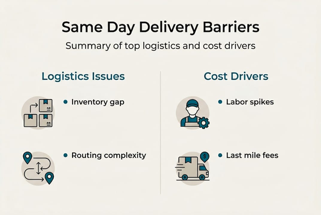 Infographic showing delivery barriers and cost drivers