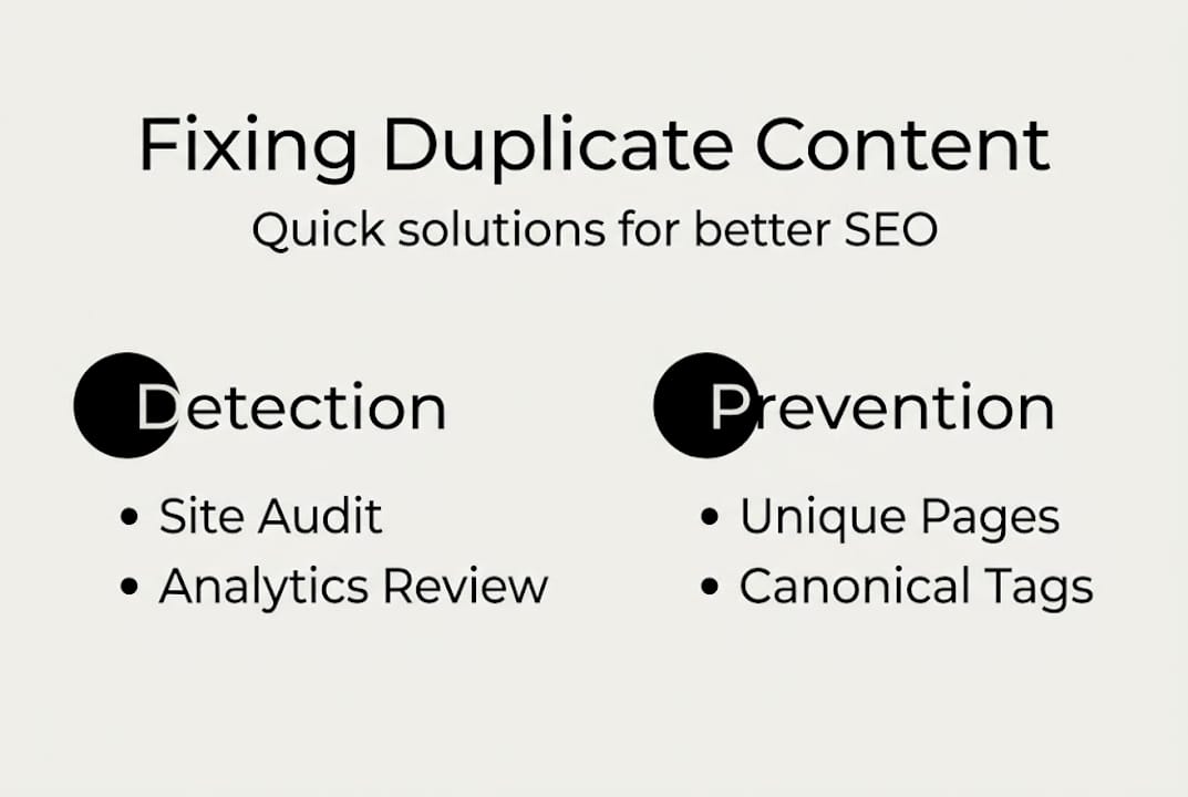 Infographic on fixing duplicate content for SEO