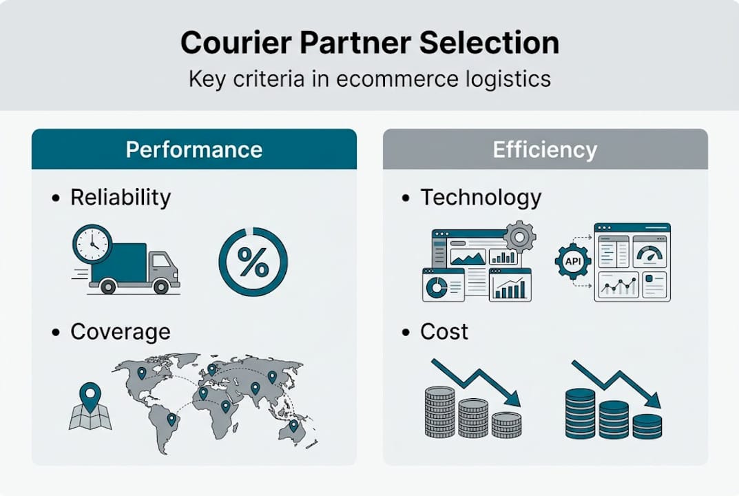 Infographic showing courier selection key criteria