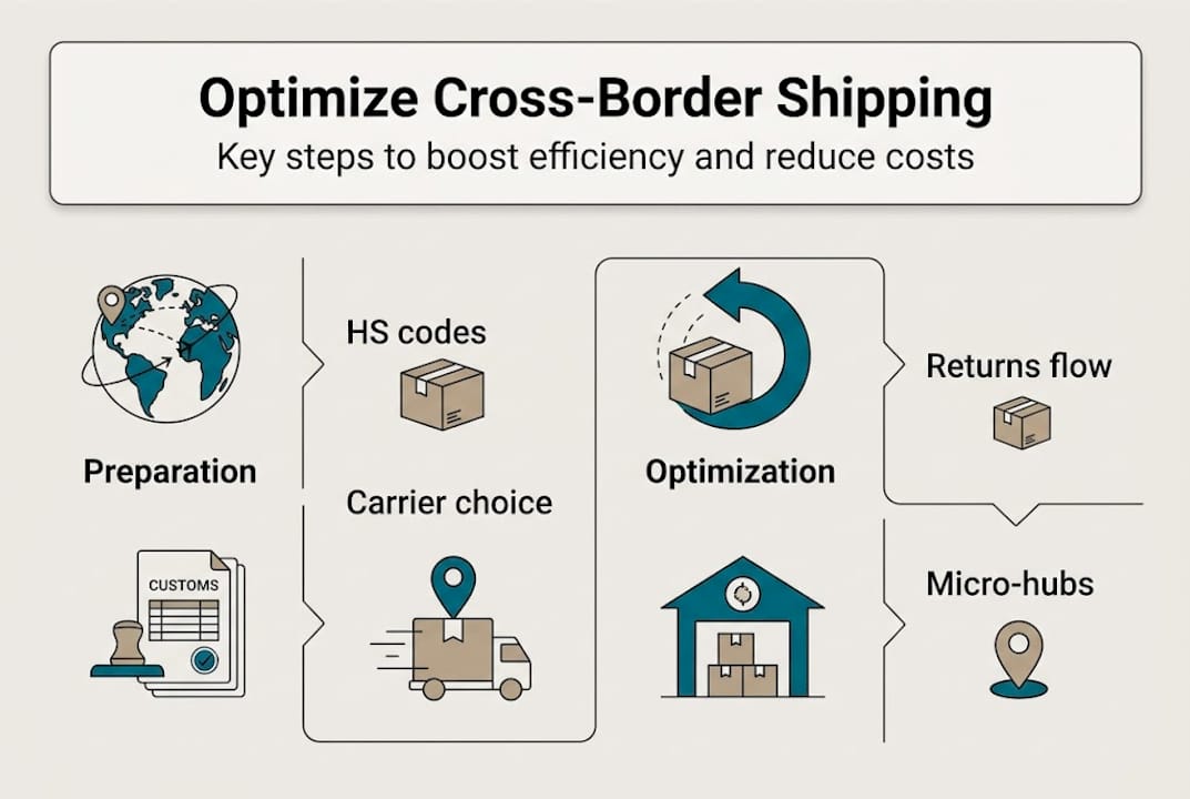 Infographic summarizing cross-border logistics steps