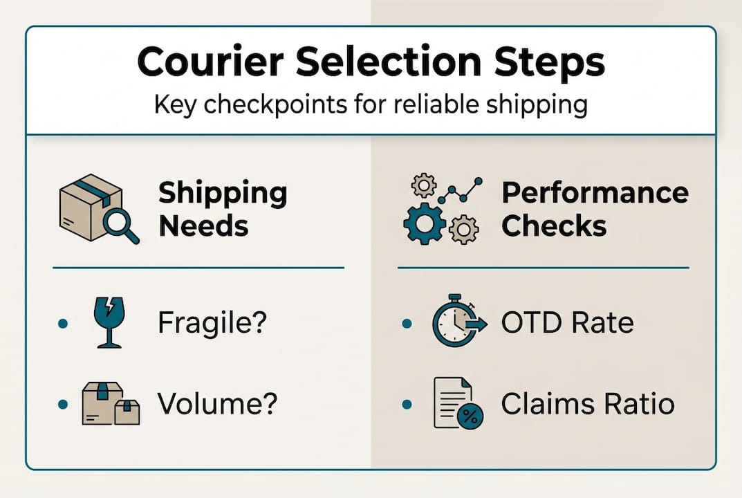 Infographic courier selection steps overview