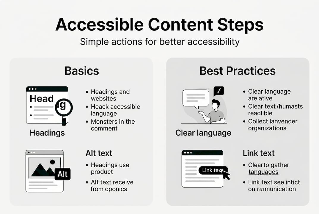 Infographic showing steps for accessible web content