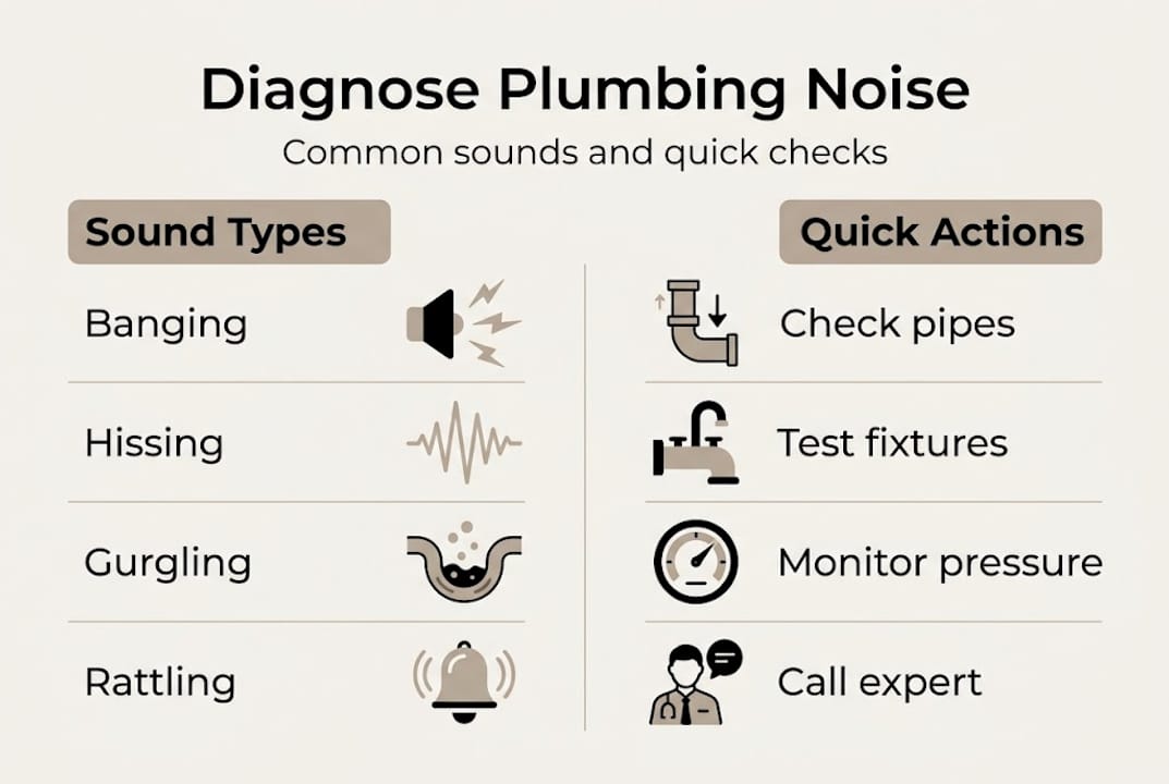 Infographic plumbing noise types and fixes