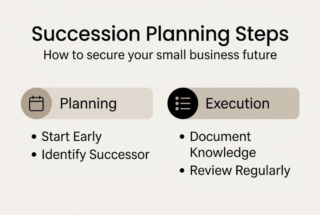 Infographic showing succession plan steps and categories